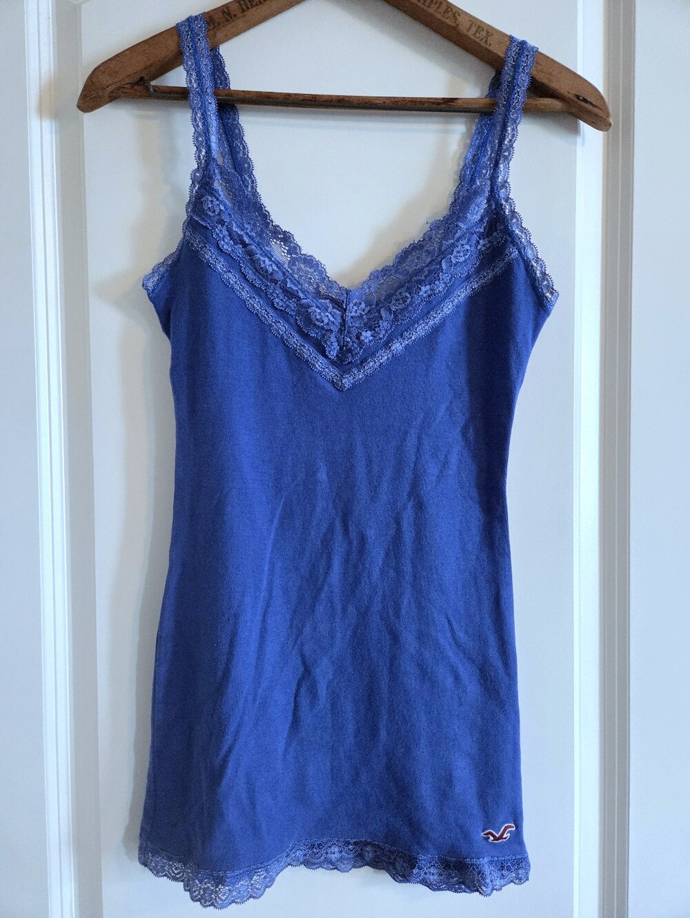 Hollister Lace Trim Cami Tank Top Blue Size M Y2K Bella Swan Downtown Girl